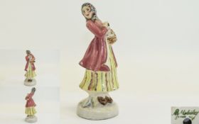 Goldscheider Very Early Figurine ' Samojede Girl ' with Rabbit In Bag.