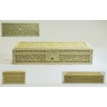 Chinese - Canton Very Fine Carved Ivory Rectangle Shaped Hinged Box. c.1840's.