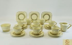 Empire - Art Deco Shelton Ivory Conical Shaped 22 Piece Tea Service - Please See Photo.