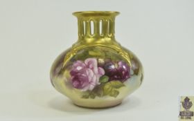 Royal Worcester Hand Painted and Signed Small Globular Shaped Vase,