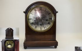 Winterhalder & Hofmeier Mahogany Cased Mantle Clock with 8 Day Striking and Chiming Movement,
