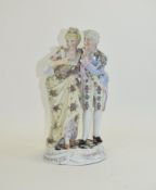 German Late 19th Century Hand Painted Porcelain Figure - Courting Couple In 19th Century Dress.