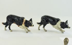 Royal Doulton Dog Figurines ( 2 ) In Total, Bordie Collie - Black and White DA 143.