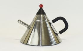 Japanese 1950's Stainless Steel Conical Shaped Teapot. 5.5 Inches High - Please See Photo.