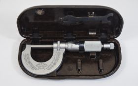 Moore and Wright Micrometer. No 961. In Hinged Bakelite Case and Outer Box. c.1950's.