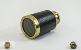 Antique Pocket Size Leather Clad Brass Telescope. 2.25 Inches High, Extended 4.5 Inches.