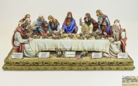 Capodimonte - Impressive Hand Painted and Signed Porcelain Group Figure of The Last Supper.