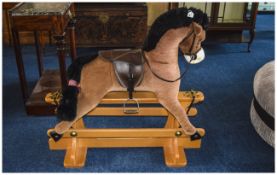 Merrythought Plush Fabric Rocking Horse on a swing stand,