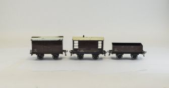 Basset Lowke O Gauge Rolling Stock, 2 x Guards Wagons and Boxed 1352/0 Open Truck.