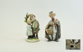 Capodimonte Hand Painted and Nice Quality Signed Porcelain Figures ( 2 ) In Total - Please See