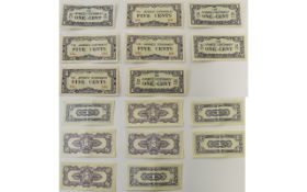 Collection of Japanese War Issue Bank Notes. 1942-1945.