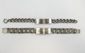 A Silver Bark Design ID Bracelet, Length 7.