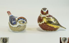 Royal Crown Derby Paperweights ( 2 ) In Total. Comprises 1/ Chaffinch, Gold Stopped.