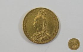 Queen Victoria Jubilee Head 22ct Gold Full Sovereign. Date 1892. E. F Condition - Please See Photo.