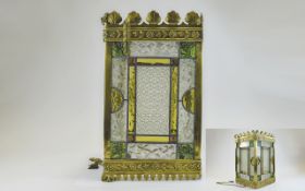 1920's / 1930's Impressive Stylish and Brass Framed Lantern Shaped Ceiling Light,