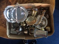 Mixed Box Of Metalware. Including Silver Goblets, Brass Goblets etc.
