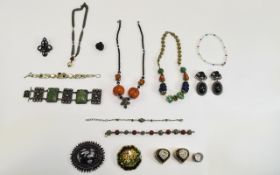 A Very Good Collection of Vintage Stone Set Jewellery, Some Silver Set Necklaces, Earrings,