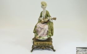 Capodimonte Fine Quality Hand Painted Porcelain Figurine ' Young Lady ' Dressed In 18th Century