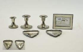 Collection of Silver and Silver Plate Items To include 2 triangular golfing interest trays, also,