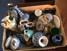 Mixed Box Comprising, Vases, Jugs, Odd Cloisonne Bits.