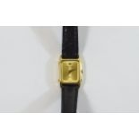 Raymond Weil 18ct Gold Plated Quartz Ladies Wrist Watch with Black Leather Strap & original Raymond