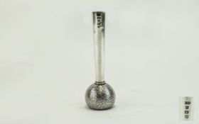 Elizabeth II Silver Studio Art Bud Vase with Bark Finish Base.