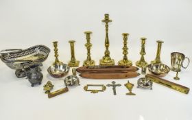 Mixed Lot Of Metalware & Collectables Comprising Silver Plated Salts, Swing Handled Basket,