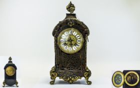 French Early 20th Century Tortoise / Boule Work Shelf Clock with Applied Cast Gilt Rococo