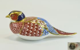 Royal Crown Derby Paperweight ' Exotic Pheasant ' Issued 1983. Gold Stopper, Date 1989.
