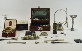 Collection of Silver Plated Oddments including miniature tea service with tray, souvenir spoons,