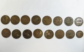 A Collection of Irish Pennies From The 1920's - 1960's ( 16 ) Coins In Total - Please See Photos