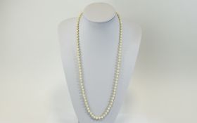 A Vintage Single Strand Cultured Pearl Necklace with Silver Clasp. Marked Silver.