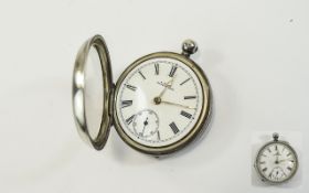 A. W. W. Co Waltham - Key wind Open Faced Silver Pocket Watch. Hallmark Birmingham 1898.