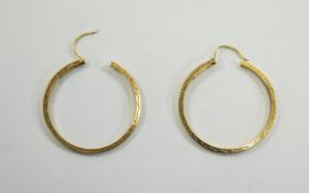 Ladies 9ct Gold Large Hoop Earrings. Fully Hallmarked. 2.9 grams. As New Condition.