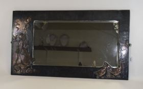 Arts and Crafts Copper Embossed Wall Mirror. Frame depicting Nursery scene of girl with ducks.