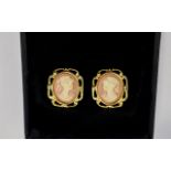 Ladies Pair of 9ct Gold Cameo Earrings. Fully Hallmarked. As New Condition.