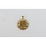 Victorian 22ct Half Sovereign, Dated 1897. Set Within a 9ct Gold Ornate / Pendant Mount.