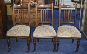 Set Of Three Victorian Dining Chairs Cushion seats,