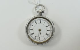 Antique Quality Large Silver Cased Swiss Chronograph - Key Wind Open Faced Fusee Pocket Watch,