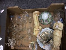 Box of Assorted Ceramics and Glass including various ornaments, babycham glasses,