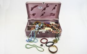 Great Collection of Costume Jewellery In a Stylish Box. Includes Bangles, Brooches, Necklaces etc.