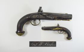 German - Early 19th Century Rifle Barrel Flintlock Pistol by B & E.W. Pistor. B & E.
