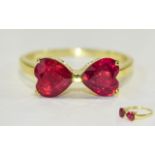 Ruby Double Heart Cut Ring, the two heart cut rubies, totalling 3.