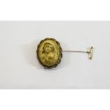 Antique Lava Cameo Brooch Carved Cameo Depicting A Classical Maiden,