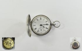Victorian - Fusee Full Hunter Silver Pocket Watch. Maker J. Rabinovitch Nottingham.