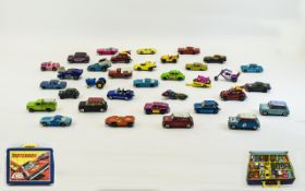 Matchbox and Corgi Collection of 34 Diecast Model Cars. c.1960's & 1970's.
