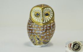 Royal Crown Derby Paperweight ' Barn Owl ' Gold Stopper. Date 1997. Excellent Condition, 4.