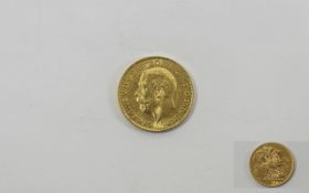George V 22ct Gold Full Sovereign. Date 1915, London Mint. E.F / Mint Condition - Please See Photo.