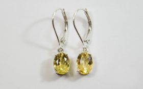 Canary Yellow Aquamarine Pair of Drop Earrings, 2.