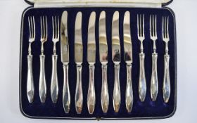 Mappin and Web Nice Quality Boxed 12 Piece Silver Set of Fruit Knives and Forks.